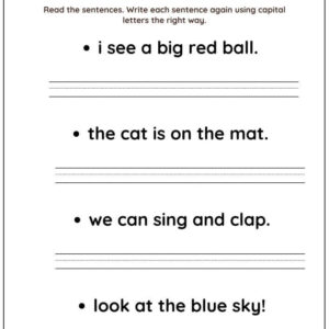 Capitalize The First Word Of Sentence Worksheet With Answers
