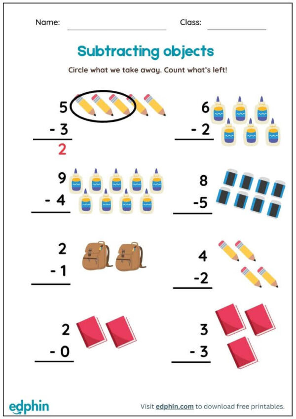 Subtract By Crossing Out Worksheet With Answer