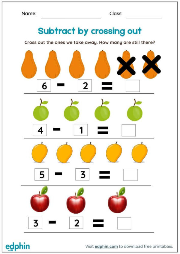 Subtract By Crossing Out Worksheet With Answer - Image 2