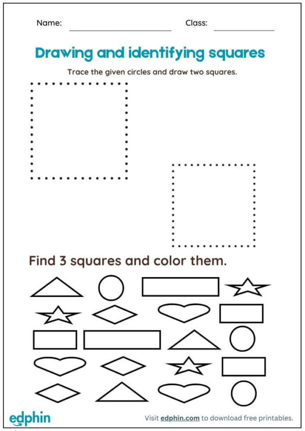 Trace, Draw And Identify Shapes Worksheet With Answers