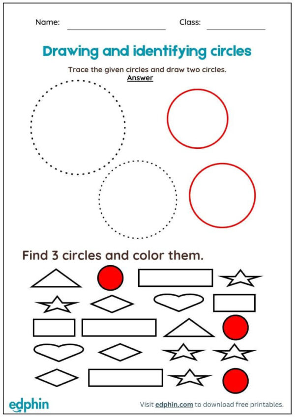Trace, Draw And Identify Shapes Worksheet With Answers - Image 3