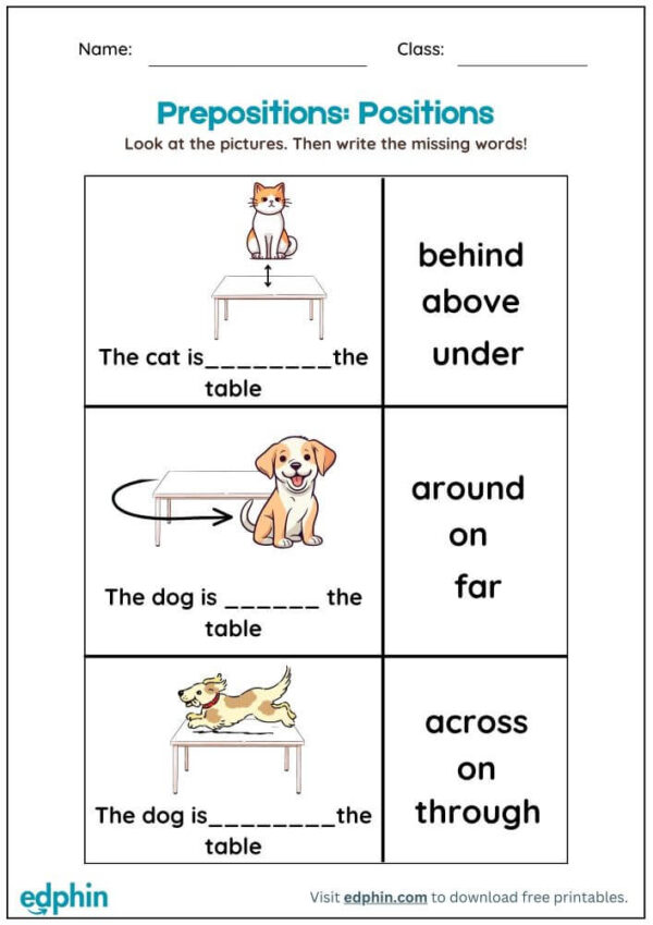 Prepositions Fill In The Blanks Worksheet With Answers