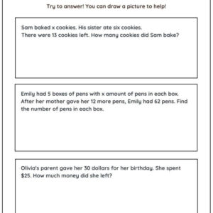 Subtraction Word Problems Worksheet With Answer