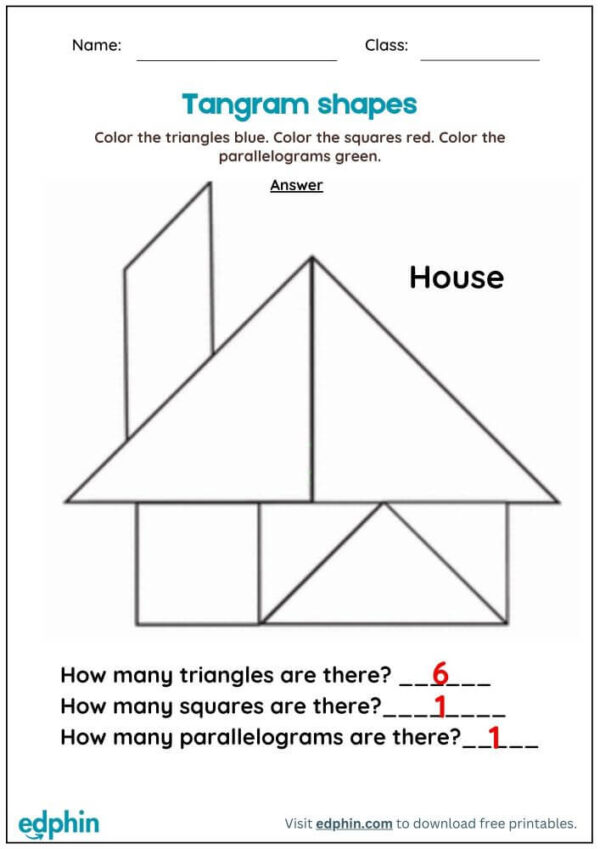 Tangram Puzzle Activity Worksheet With Answers - Image 3